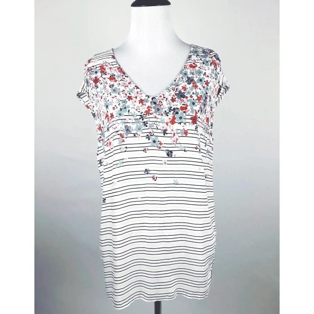 Caslon Nordstrom White Floral XS Blouse - Picture 2 of 8